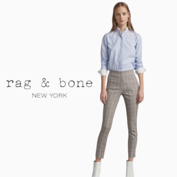 Rag & Bone Simone Plaid Skinny  Pants Side Zip Excellent Size 6 - Picture 1 of 13
